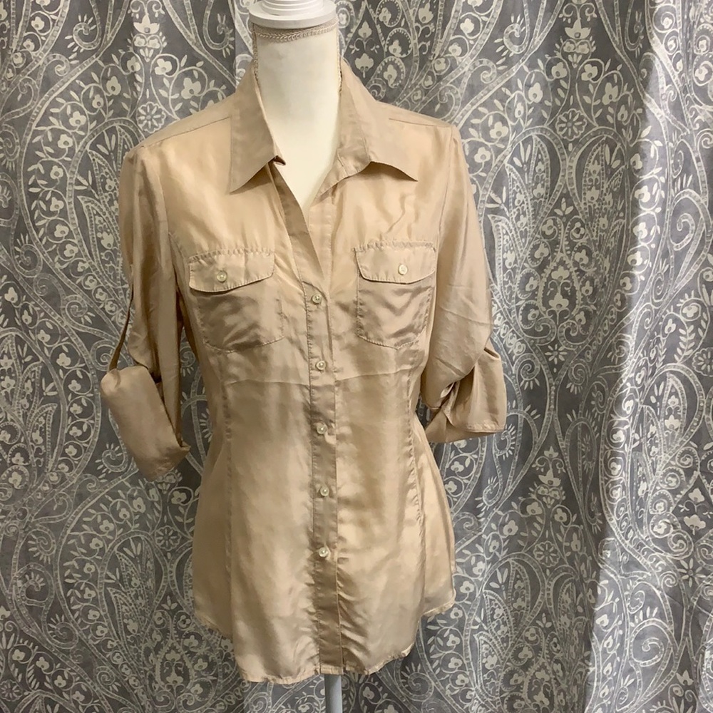 Express Silk Long Sleeve Button Up Blouse NWT